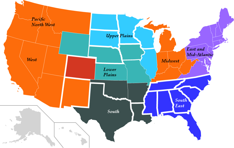 Sales Region Map for United States
