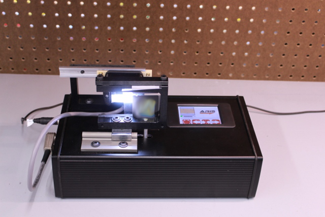 Experimental setup with contrast sensor installed on a motorized stage